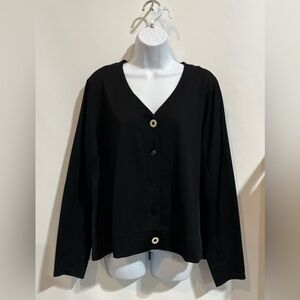 FOIL Women’s Black Merino‎ Button Down Blouse Size Large